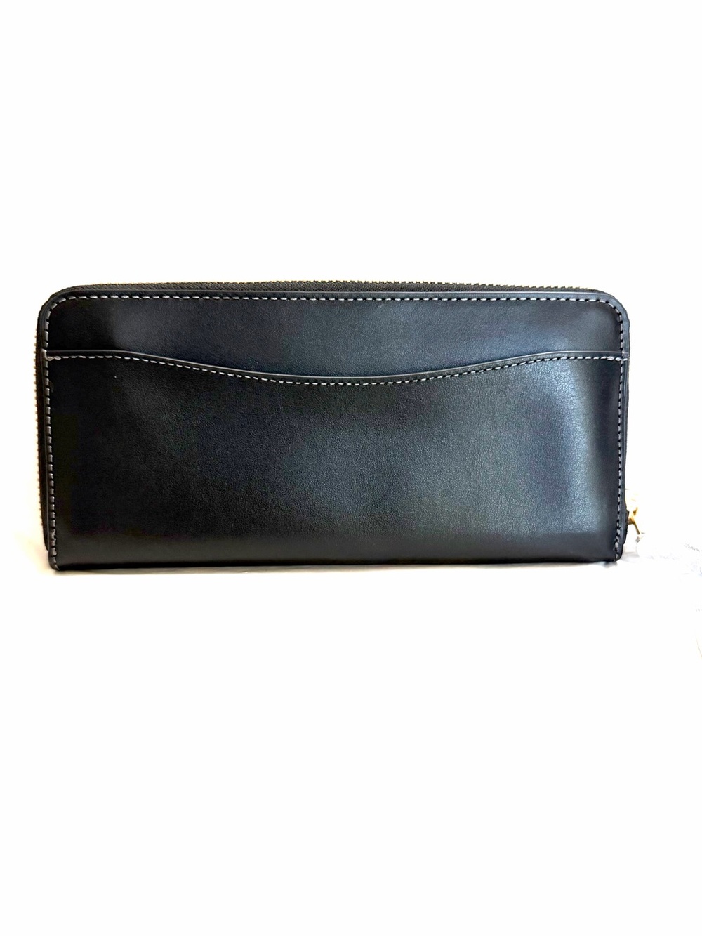 NWT COACH Essential Slim Accordion Zip Wallet in black leather brass hardware - Picture 2 of 7